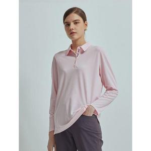[크로커다일레이디]라이트 핑크 크로커 데일리 9부 카라 티셔츠 CLCSTS904