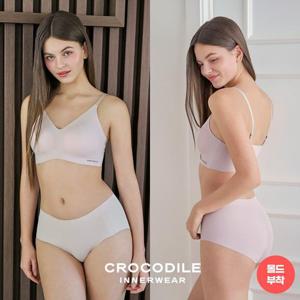 [크로커다일 언더웨어]라이크라 인견쉘론 슬림 스트랩 감탄브라팬티 4종 CDW5M2225_T