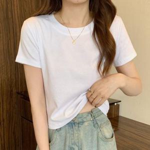 여자여름티 기본 흰색 티셔츠 꾸안꾸 반팔 하얀티 라운드셔츠