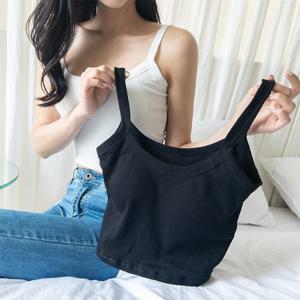 캡 내장 라운드넥 크롭나시 단독코디 가능 여름철 나시 추천