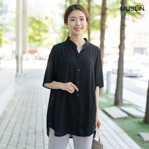 여 엄마옷 차이나롤업쉬폰롱블라우스 BL206059 중년여성의류/50대/60대/마담/빅사이즈/할머니옷