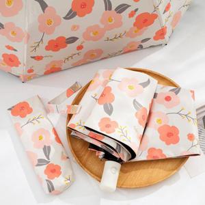 도화 꽃무늬 자동 3단 양우산 uv차단 암막 우양산 (WC3597F)