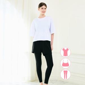 베이직엘르 여성인 반팔 래쉬가드 워터레깅스 비치반바지 세트 BEL-Y205H
