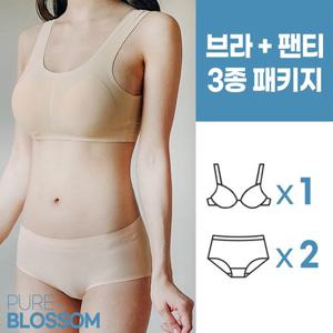 스벅 쿠폰 증정 [퓨어블라썸] 세컨 스킨 라이크 메쉬 브라1+팬티2 세트/빅사이즈