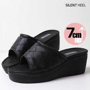 [사일런트힐] 여성 큰사각 7cm 키높이 통굽 이중 쿠션 슬리퍼 여자 회사 실내화 KS031
