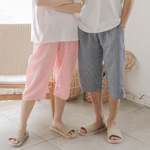 [글램공감]지지미 스몰체크 7부바지 시어서커 남성 여성 여름 파자마 잠옷바지