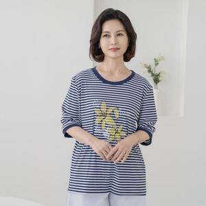 엄마옷 마담4060 백합스트라이프티셔츠-QD000148-