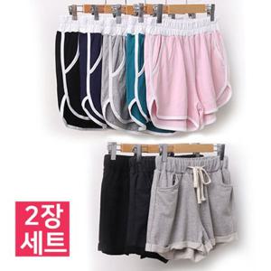 빅사이즈 [2종세트] 여성 쿨 무지 트레이닝 반바지 6000_5973