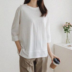여자 여름 가을 7부소매 사이드 냉감 티셔츠