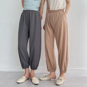 여성 인견 와이드 조거팬츠 허리밴딩 발목 스트랩 여름철 시원한 바지