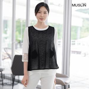 여성 여름 엄마옷 모슬린 미니주머니 레이어드 조끼 VE205346 마담/미시옷/중년여성의류/빅사이즈