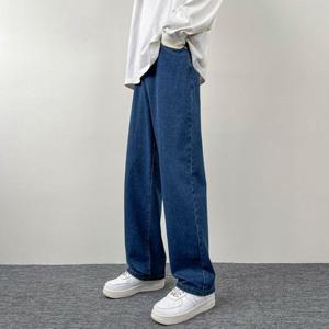 남자데일리룩 데일리 허리밴딩 데님팬츠 와이드핏 일자청바지