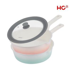 [본사직영] HC해피콜 플렉스팬 블랑 와이드 IH 22cm + 실리콘 멀티뚜껑 세트