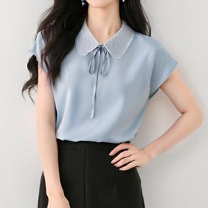 [블랙퀸] 레이스 비즈 새틴 블라우스 blk003557