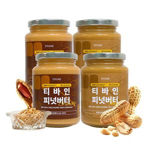 [티바인]땅콩버터 450g x 4병(크런치 2병, 스무스 2병), 총 1.8kg