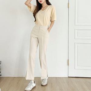 플랜에이 9부 보정핏 스판 밑단옆트임 슬랙스