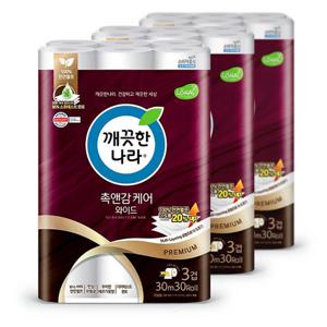 깨끗한나라 촉앤감 프리미엄 화장지 30m 30롤 3팩