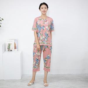 여성 엄마옷 난꽃 반팔 홈웨어 상하세트 HS306152 중년여성의류/50대/60대/마담/빅사이즈/할머니옷