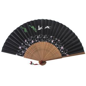 [박씨상방] 송학실크접부채(검정)+고급매듭증정