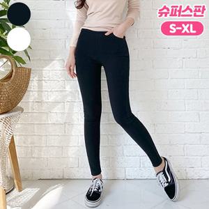 [가비진] 여성용 쫀쫀 스판 편안한 밴드 스키니 S-XL까지 블랙/ 화이트