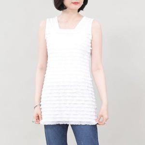 [애비뉴투지]엄마옷 프릴 캉캉 스퀘어 넥 여성 여름 민소매 나시 롱 티셔츠 A04369 50대 60대 중년여성