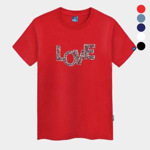 [진마니아]큐빅레드러브 라운드반팔티 TS-126남성 여성 공용 빅사이즈 S~4XL