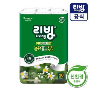 [삼정펄프] 리빙 퓨어그린 무형광 화장지 3겹 30롤