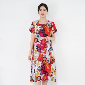 여성 엄마옷 나염 반팔 인견 원피스 OP205259 중년여성의류/50대/60대/마담/빅사이즈/할머니옷