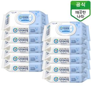 깨끗한나라 닥터비데 화장실용물티슈 캡형 46매 10팩
