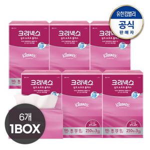 [총 4,500매 1BOX]크리넥스 실크소프트 플러스 각티슈 250매X3개입X6개