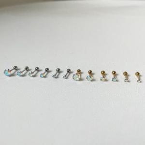 [옷자락] 여자 데일리 오로라 원석 라운드 피어싱 6pcs 세트