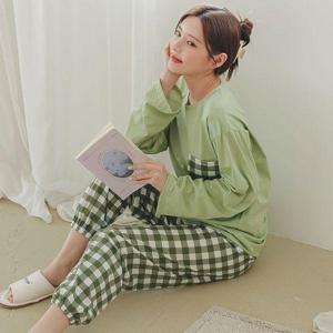 [버블돌]패밀리 긴팔 봄가을 여성 잠옷 투피스 파자마 4colors