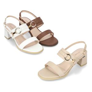[엘칸토] 정상가159,000원 여성 더블 스트랩 미들 힐 샌들 5.5cm LCWW38I426