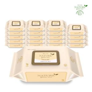 [평량 75g/캡형]네이처 그린 에코 프리미엄 초순수 물티슈 70매입(20팩)