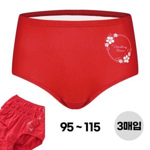 [BYC]BYC 여성면팬티 빨간색 40수 맥시 큰사이즈 3매입 팬티 선물 세트 레드속옷