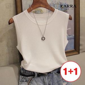 [카라][1+1] KARRA 골지라운드슬리브리스니트_A3F0920_SET