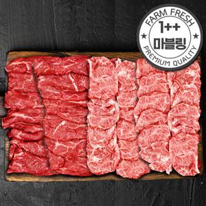 1++ 투뿔 한우 3~4인분 배부른 2종 구이 모둠 800g