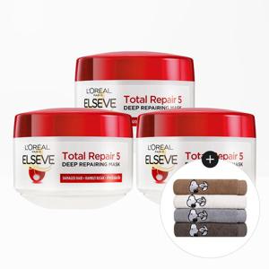 [로레알파리]토탈 리페어5 리페어링 마스크 200ml 3개 세트+스누피 타올 1장(랜덤)