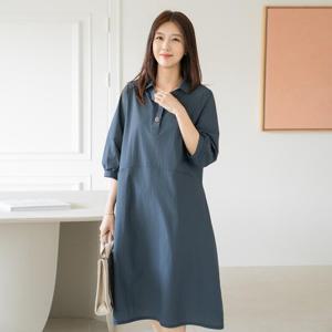 엄마옷 마담4060 루엣실버버튼원피스-QOP2505001-