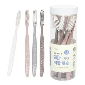 커브형 이중미세모 대왕 칫솔 12개입 1P 치아 브러쉬 (WFHP6P5)