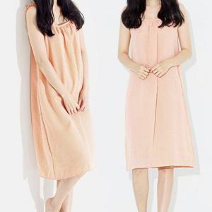 원피스 OPS 홈웨어 여성 편한 프릴 체크 패턴 러블리 잠옷 실크 커플 속옷