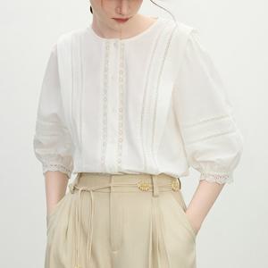 [블랙퀸] 앤서니 펀칭레이스 블라우스 blk003607