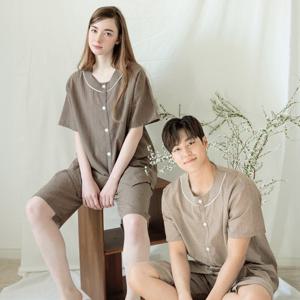 테라우드 공용 하운드체크 개량 반팔 한복잠옷 상하세트