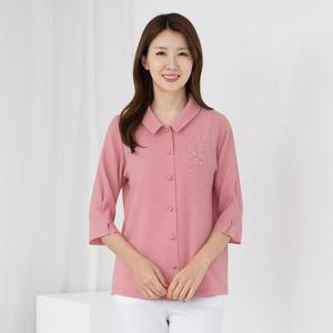 여 7부 무지 코사지 오픈블라우스 BL505089 중년여성의류/50대/60대/마담/빅사이즈/할머니옷
