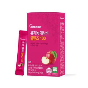 유기농 애사비 클렌즈 100 1박스 (총 14포) 애플사이다비니거 액상 스틱 사과 발효 초모 식초