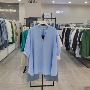 [ab.f.z]AFY2GB35/여름 브이넥 루즈핏 롱 블라우스