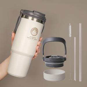 로티캠프 텀블러 대용량 손잡이 스텐 빨대 보온 보냉 900ml