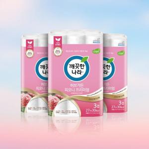 [깨끗한나라] [무료배송] 허브가든 피오니 프리미엄 화장지(3겹) 30롤 x 3팩