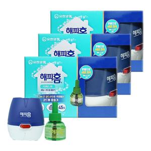 해피홈 코드형 모기약 훈증기+리퀴드 리필 45일/ X3set 전자모기향