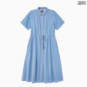 여성 TOMMY 심플로고 반팔 데님 원피스 T32F1WOP31TWT2-B